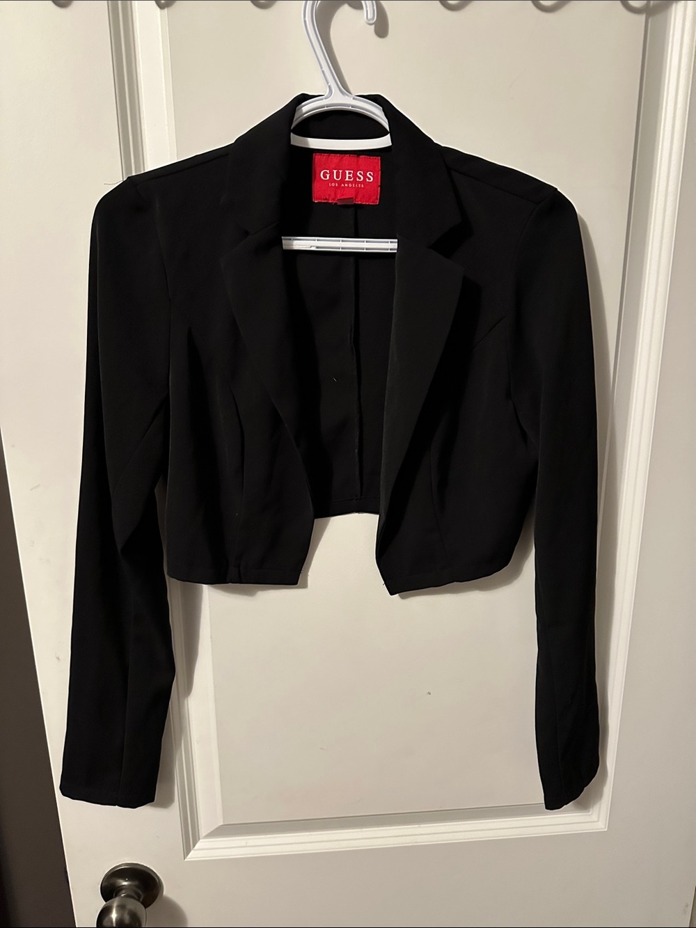 GUESS Black Cropped Blazer with Tailored Lapels